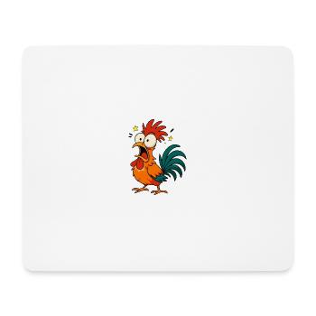 Crazy Rooster – Funny Chicken Cartoon Meme Design - Mousepad (Querformat) - Weiß - Vorne