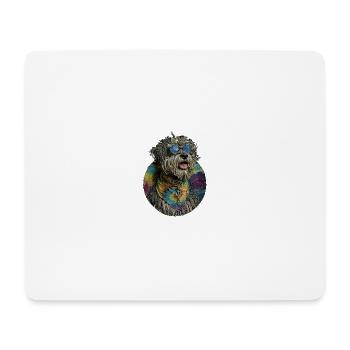 Hippie Dog - Tapis de souris (format paysage) - blanc - Devant