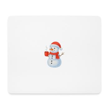 Bonhomme de neige avec écharpe et gobelet rouges - Tapis de souris (format paysage) - blanc - Devant