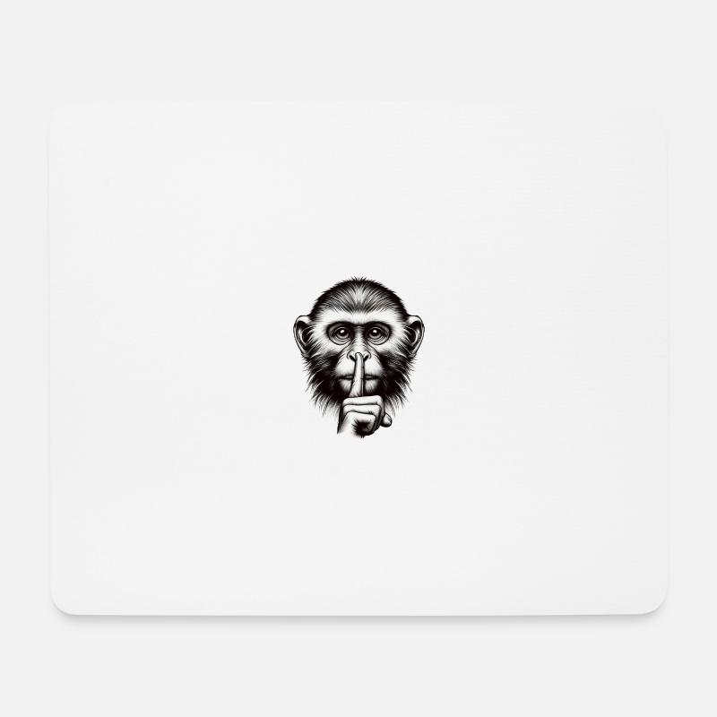 Schweigender Affe - Logo - Mousepad (Querformat) - Weiß