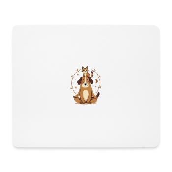 Zen Hund und Katze Meditation - Mousepad (Querformat) - Weiß - Vorne