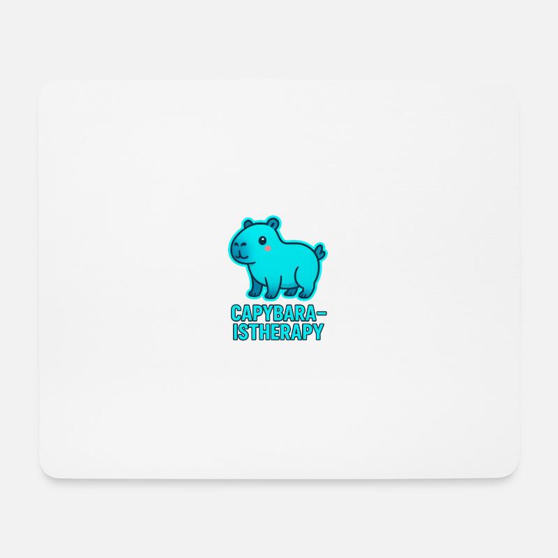Capybara Therapie Motiv - Mousepad (Querformat) - Weiß