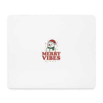 Conception de bonhomme de neige Merry Vibes - Tapis de souris (format paysage) - blanc - Devant
