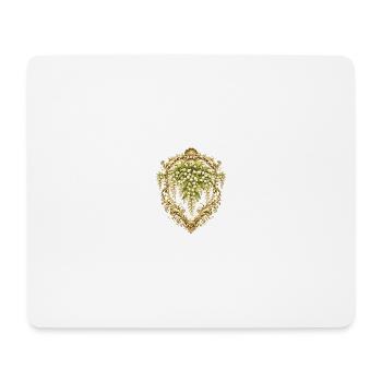 Maiglöckchen im goldenen Rahmen – Vintage-Ornamente - Mousepad (Querformat) - Weiß - Vorne