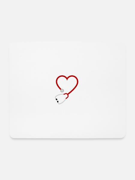 Stethoskop I heart Medicine - Mousepad (Querformat) - Weiß