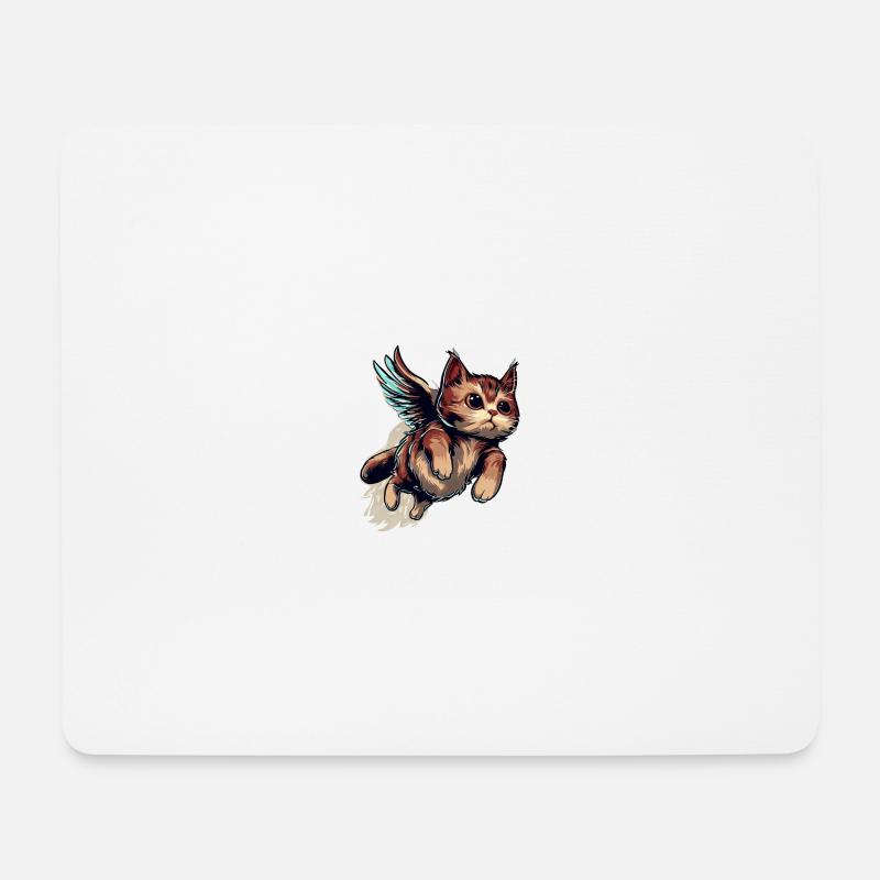 Fliegende Katze - Mousepad (Querformat) - Weiß