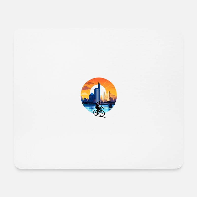 Fahrrad Sonnenuntergang - Mousepad (Querformat) - Weiß