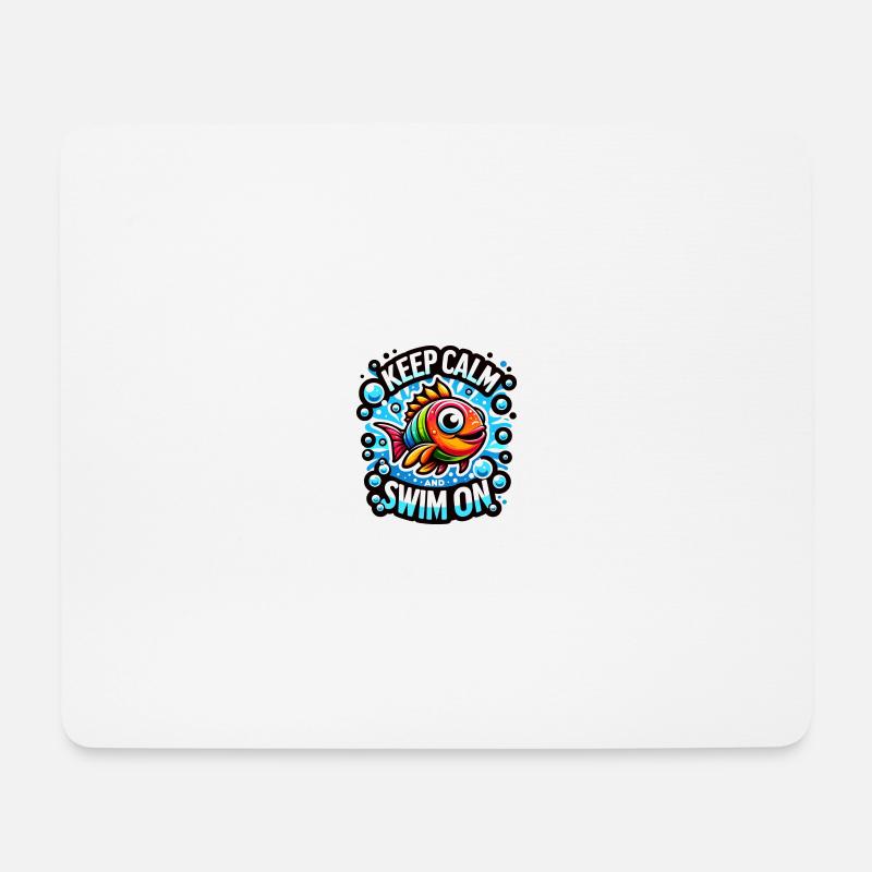 Keep Calm and Swim On - Mousepad (Querformat) - Weiß