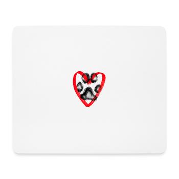 Paw print with heart, red - Mouse Pad (horizontal) - white - Front