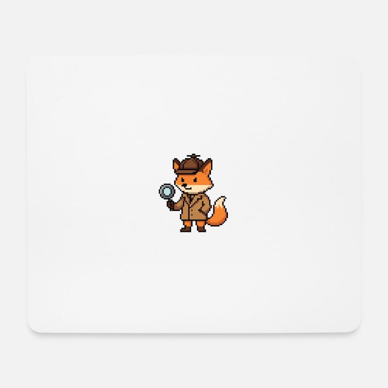 Pixel Detective Fuchs Design - Mousepad (Querformat) - Weiß