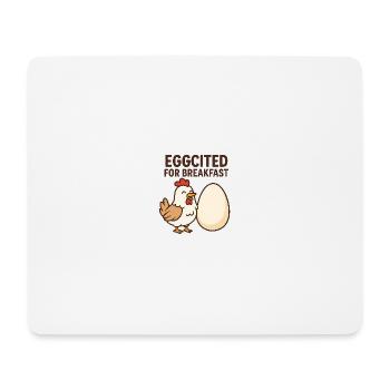 Eggcited pour le petit-déjeuner Chicken Design - Tapis de souris (format paysage) - blanc - Devant