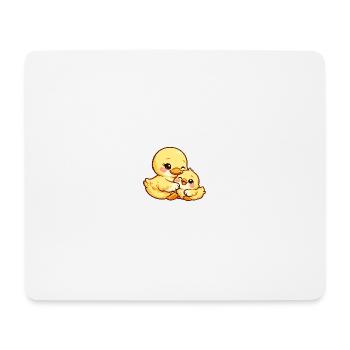 Maman Canard et son poussin se câlinent ensemble - Tapis de souris (format paysage) - blanc - Devant