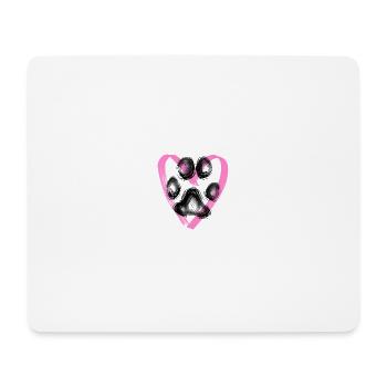 Paw print with heart, pink - Mouse Pad (horizontal) - white - Front