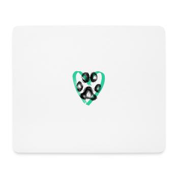 Paw print with heart, turquoise - Mouse Pad (horizontal) - white - Front
