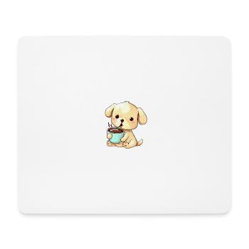Coffee drinking dog - Mouse Pad (horizontal) - white - Front