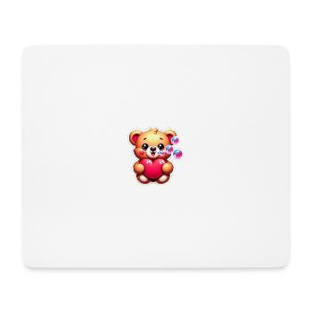 Teddybär mit Herz und Seifenblasen - Mousepad (Querformat) - Weiß - Vorne