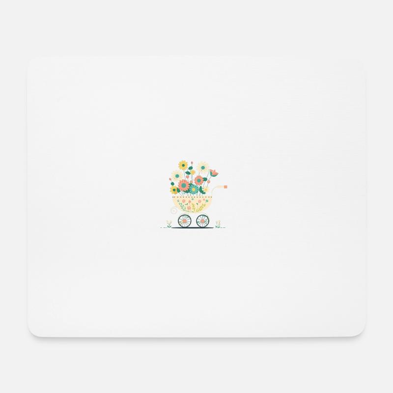 Blumiger Kinderwagen 2 - Mousepad (Querformat) - Weiß