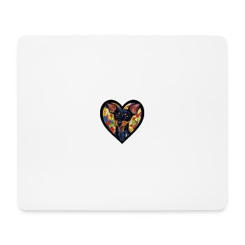 Pinscher Hund Herz Love - Mousepad (Querformat) - Weiß - Vorne