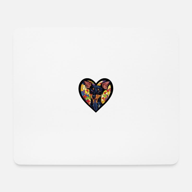 Pinscher Chien Coeur Amour - Tapis de souris (format paysage) - blanc