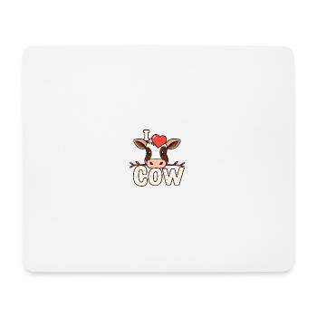 I ❤️ Cow – Un design de vache mignon pour les amoureux des animaux - Tapis de souris (format paysage) - blanc - Devant