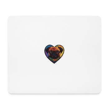 Carlin Chien Coeur Amour - Tapis de souris (format paysage) - blanc - Devant