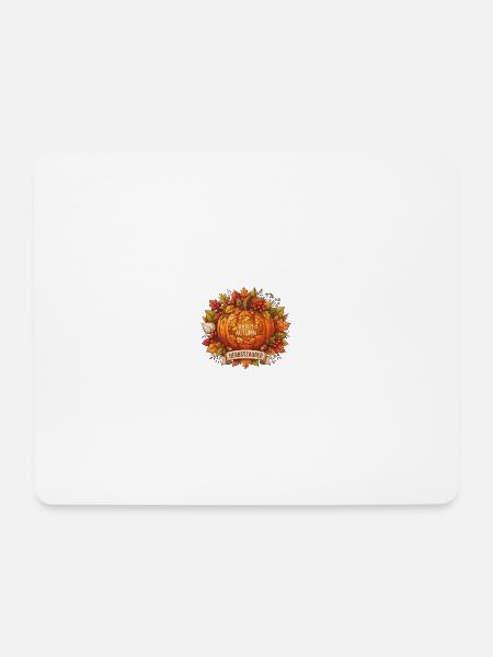 Herbstzauber Kürbislaub Muster - Mousepad (Querformat) - Weiß
