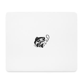 Bait Fish Jump Line Art Fishing Motif - Mouse Pad (horizontal) - white - Front
