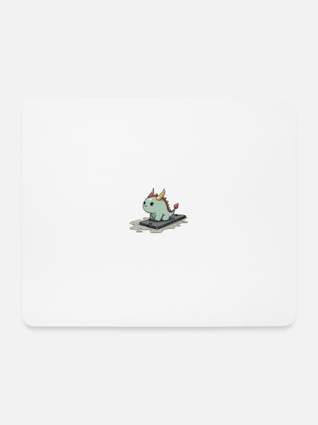 cute mythical creature on an iphone - Mousepad (Querformat) - Weiß