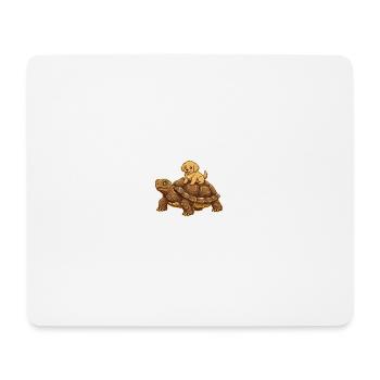 hundewelpe-reitet-schildkroete-tier-freundschaf - Mousepad (Querformat) - Weiß - Vorne