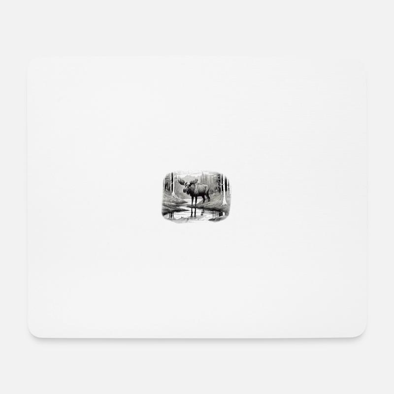 Elch - Mousepad (Querformat) - Weiß