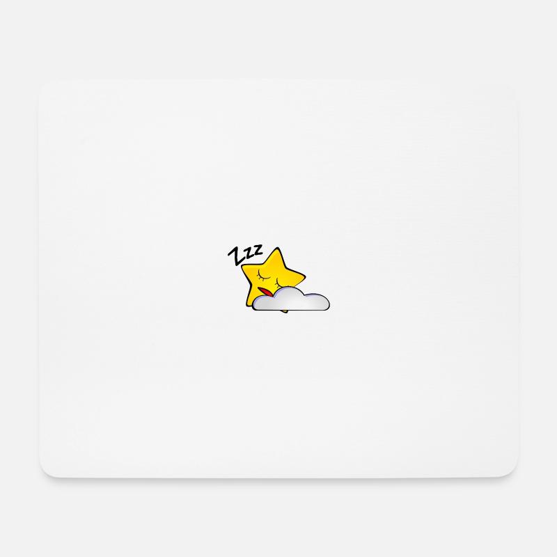 Schlafiger Stern mit Wolke - Mousepad (Querformat) - Weiß