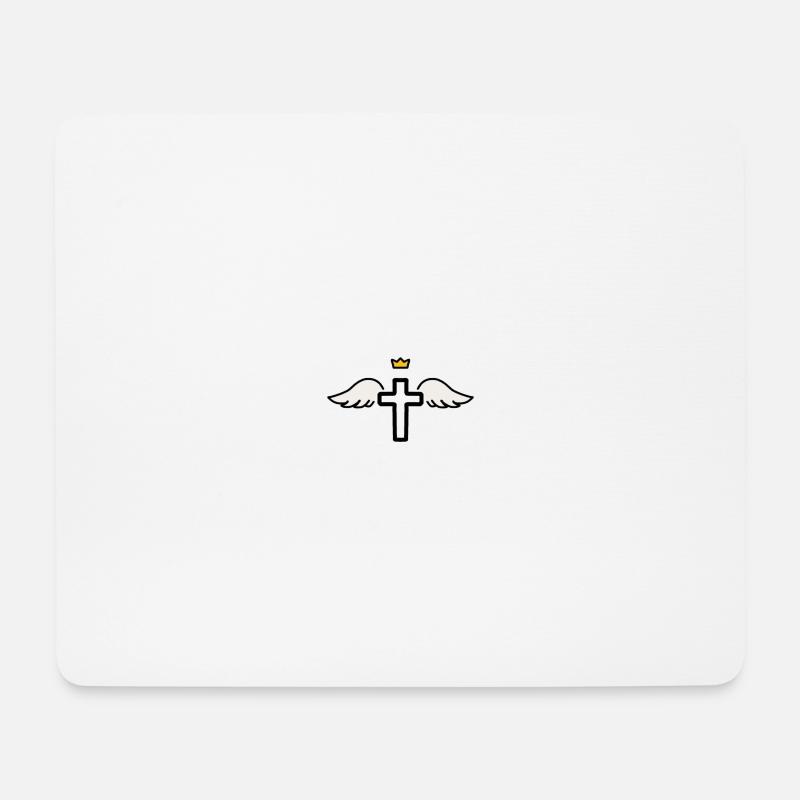 Gekrönte Flügel des Glaubens - Mousepad (Querformat) - Weiß