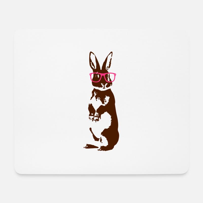 Hase mit Hipster Brille - Mousepad (Querformat) - Weiß