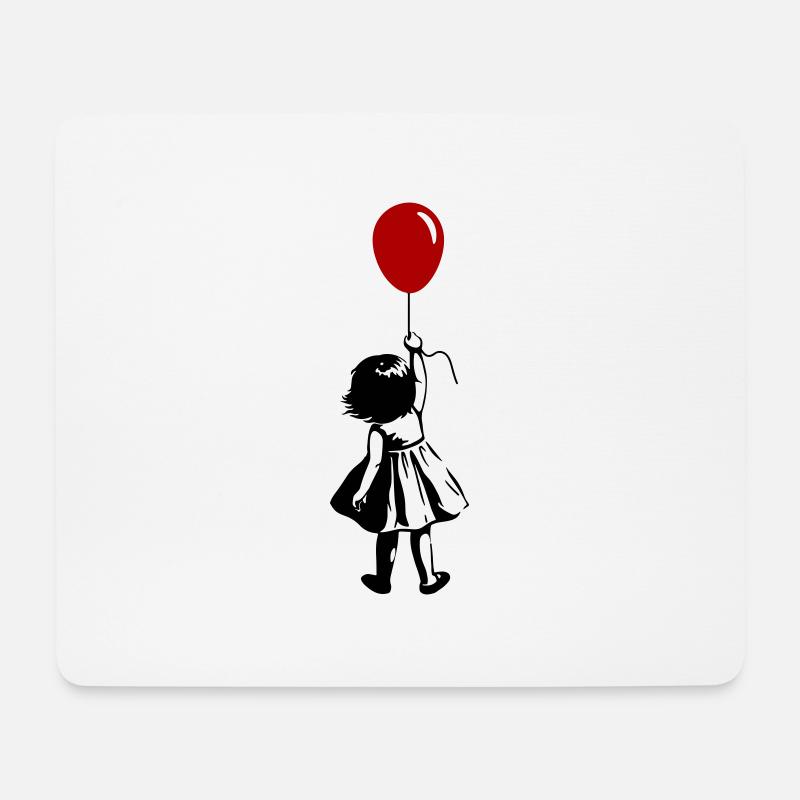 Mädchen mit rotem Ballon - künstlerischer Stil - Mousepad (Querformat) - Weiß