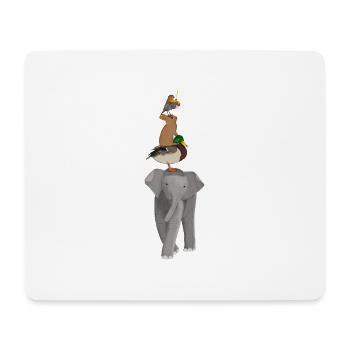 Elefant Ente Kaninchen Rotkehlchen Lustige Tiere - Mousepad (Querformat) - Weiß - Vorne