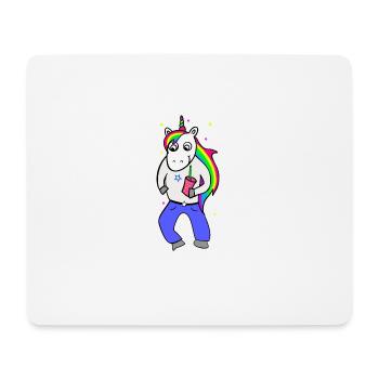 Einhorn Disco mit Getränk - Mousepad (Querformat) - Weiß - Vorne