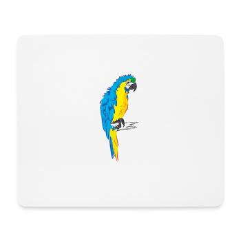 Macaw parrot yellow, blue drawing - Mouse Pad (horizontal) - white - Front