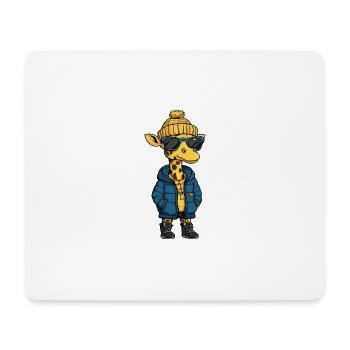 Giraffe Winter - Mousepad (Querformat) - Weiß - Vorne