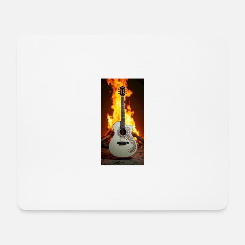Gitarre vor Feuer - Mousepad (Querformat) - Weiß