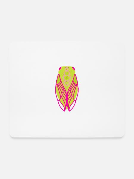 Fluoreszierende farbige Zikade - Mousepad (Querformat) - Weiß