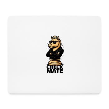 Cooler Schach-Reiter im Lederjacken-Style - Mousepad (Querformat) - Weiß - Vorne
