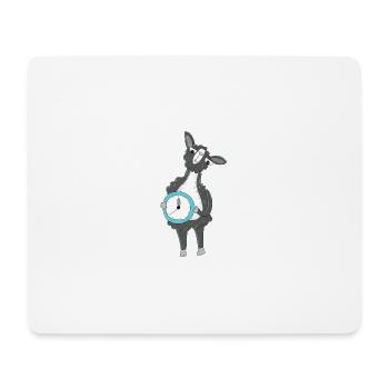 Lama mit Uhr - Mousepad (Querformat) - Weiß - Vorne