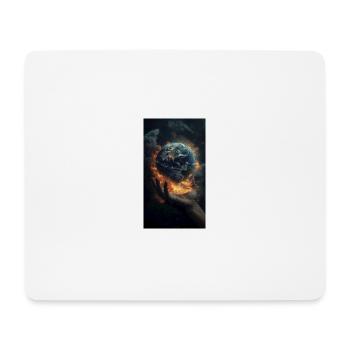 Darstellung einer Hand, die scheinbar die Erde häl - Mousepad (Querformat) - Weiß - Vorne