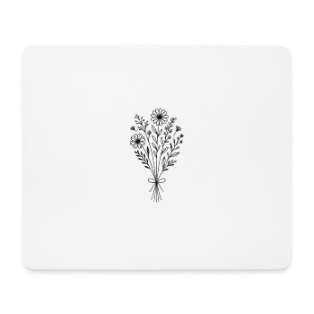 Wildblumenstrauß – filigranes Lineart-Design - Mousepad (Querformat) - Weiß - Vorne