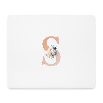 S monogramme, Floral, Boho - Tapis de souris (format paysage) - blanc - Devant