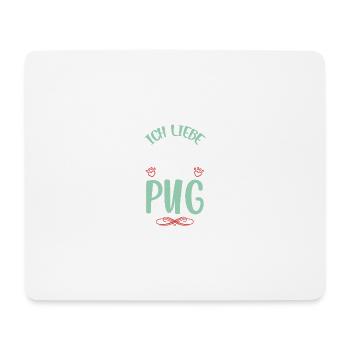 Ich liebe meinen Pug mit Flügeln - Mousepad (Querformat) - Weiß - Vorne