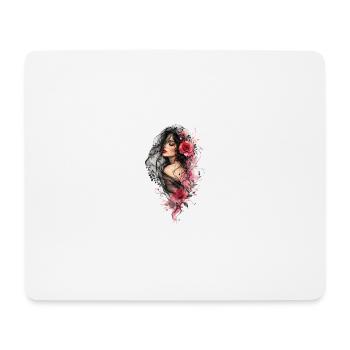 Woman with black veil and flowers - Mouse Pad (horizontal) - white - Front