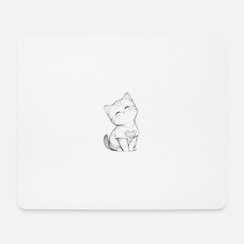 Kuschelige Katze im Herzen Liebe - Mousepad (Querformat) - Weiß