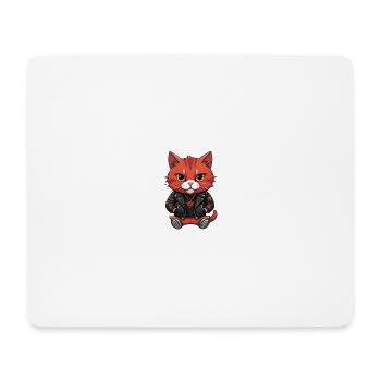 Biker Chat Métal rouge - Tapis de souris (format paysage) - blanc - Devant