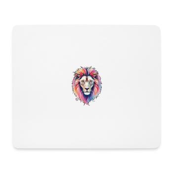 Farbexplosion Löwenkopf – Kunstvolles T-Shirt-Desi - Mousepad (Querformat) - Weiß - Vorne